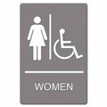 U. S. Stamp & Sign Headline, Ada Sign, Women Restroom Wheelchair Accessible Symbol, Molded Plastic, 6 X 9 4814